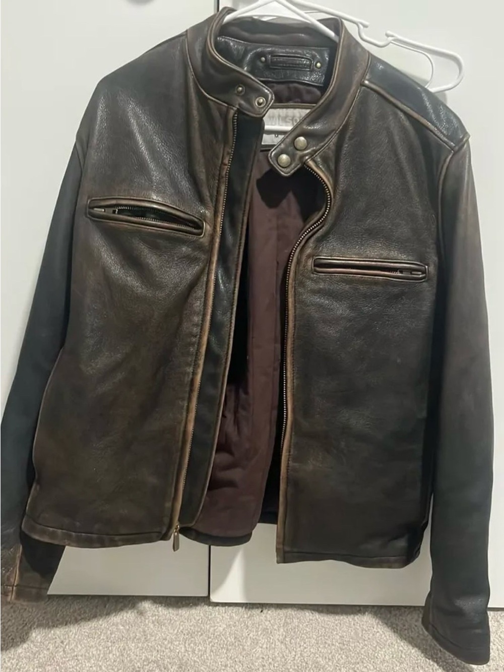 Wilsons Leather Distressed Dark Brown Leather Jacket